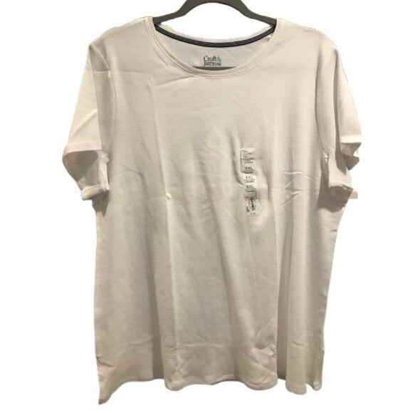 Women's XXL T-Shirt Croft & Barrow Short Sleeve Crewneck White Cotton - Picture 1 of 2